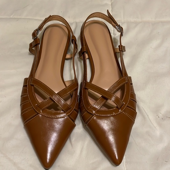 Brown Sling Back Flats - Picture 1 of 2